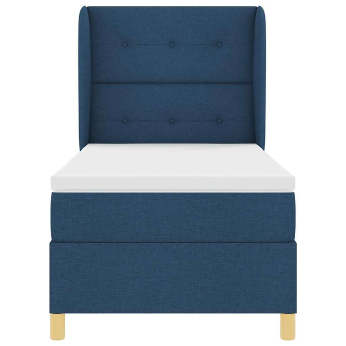 Pat cu arcuri cu headboard Manual albastru 190 x 90 cm țesătură - WALTI WALTI