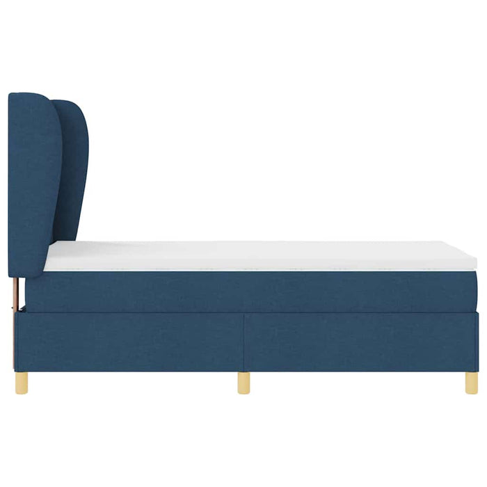 Pat cu arcuri cu headboard Manual albastru 190 x 90 cm țesătură - WALTI WALTI