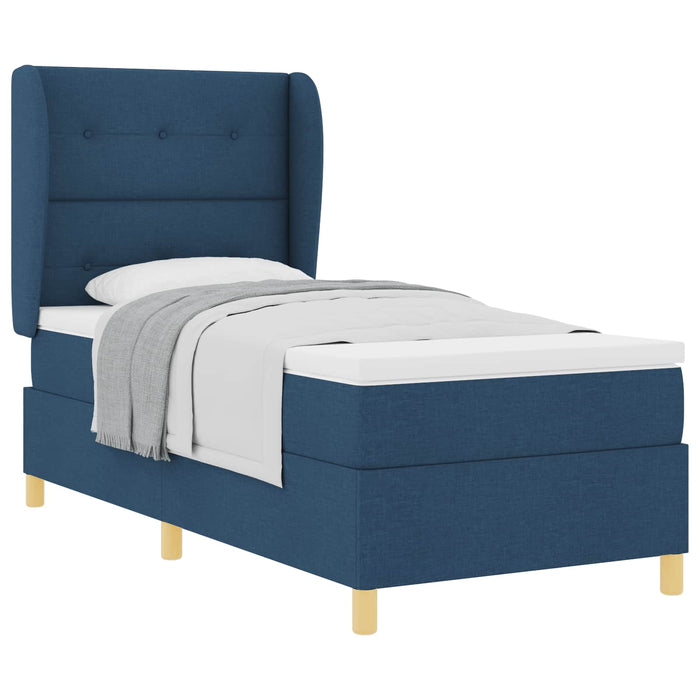 Pat cu arcuri cu headboard Manual albastru 200 x 90 cm țesătură - WALTI WALTI