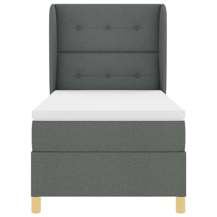 Pat cu arcuri cu headboard Gri închis 200 x 100 cm țesătură - WALTI WALTI