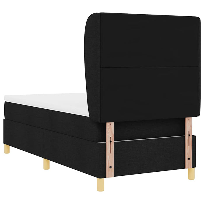 Pat cu arcuri cu headboard Manual Negru 200 x 100 cm țesătură - WALTI WALTI