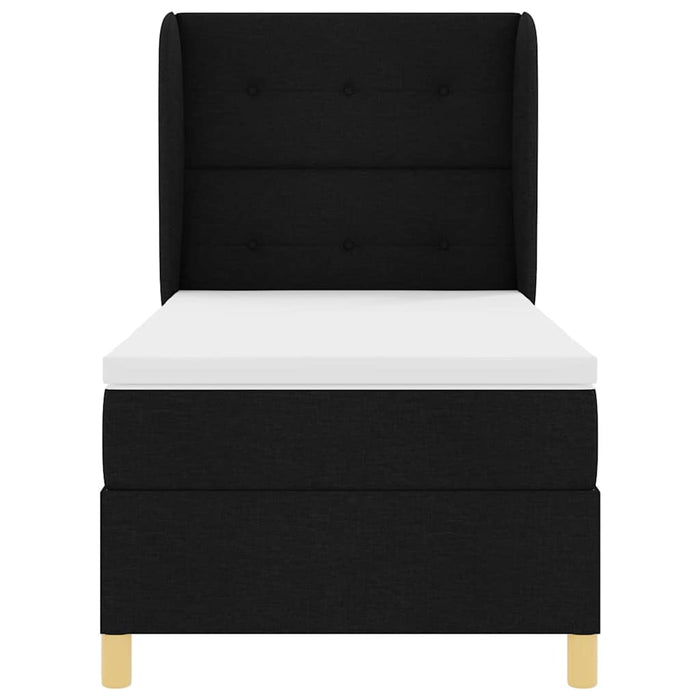 Pat cu arcuri cu headboard Manual Negru 200 x 100 cm țesătură - WALTI WALTI