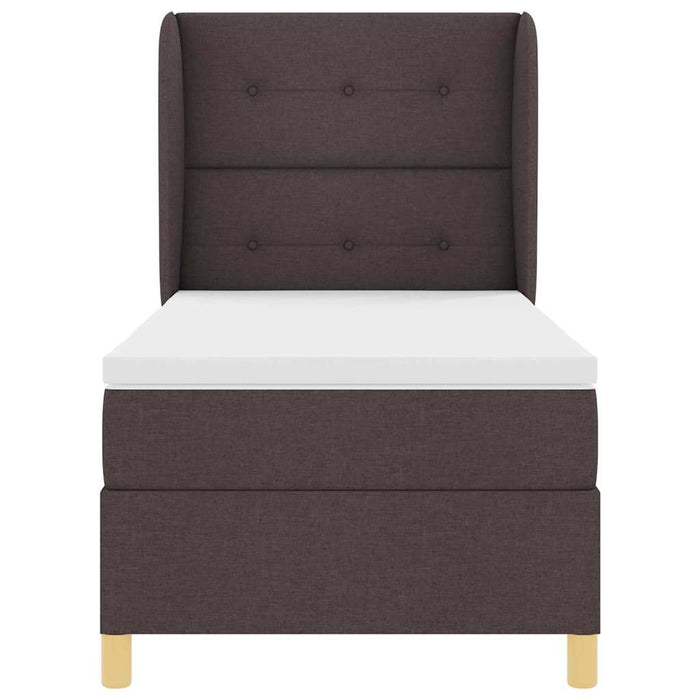 Pat cu arcuri cu headboard Maro închis 200 x 100 cm țesătură - WALTI WALTI