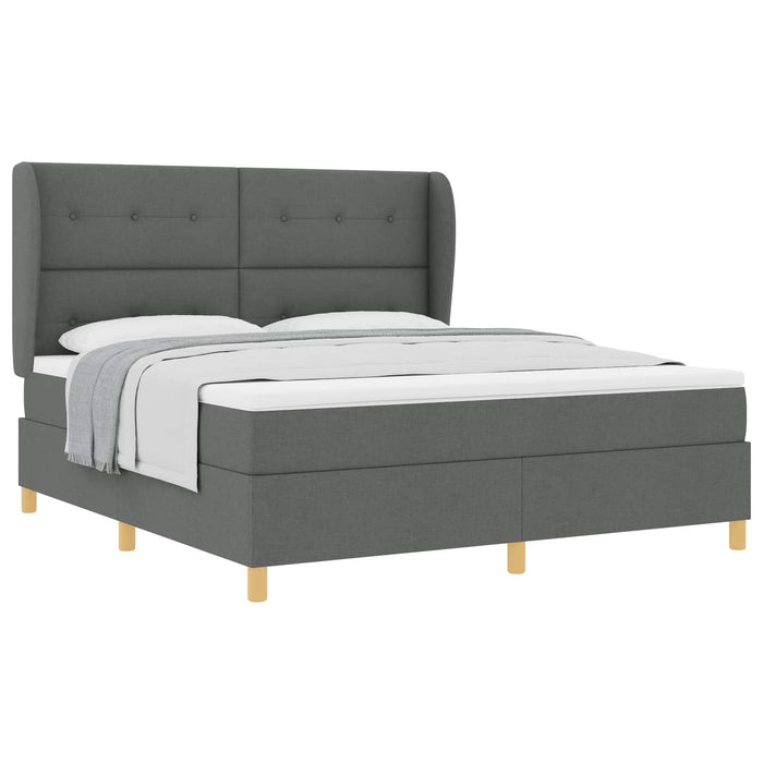 Pat cu arcuri cu headboard Gri închis 200 x 180 cm țesătură WALTI