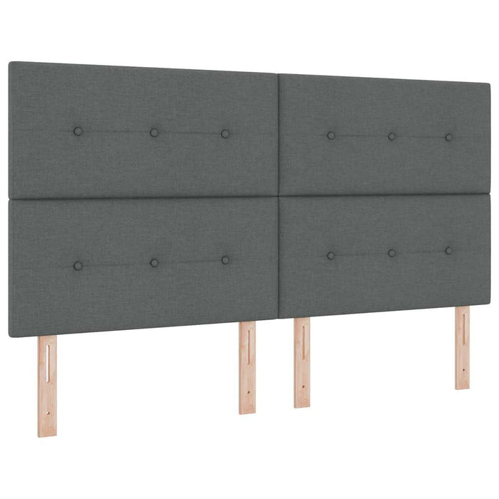 Pat cu arcuri cu headboard Gri închis 200 x 180 cm țesătură WALTI
