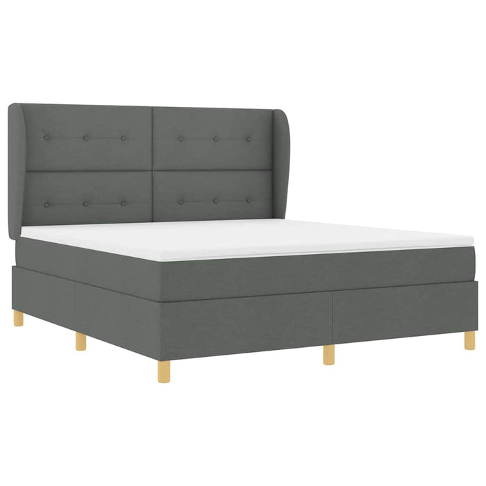 Pat cu arcuri cu headboard Gri închis 200 x 180 cm țesătură WALTI