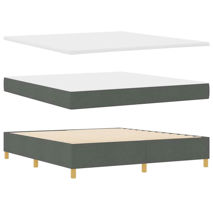 Pat cu arcuri cu headboard Gri închis 200 x 180 cm țesătură WALTI