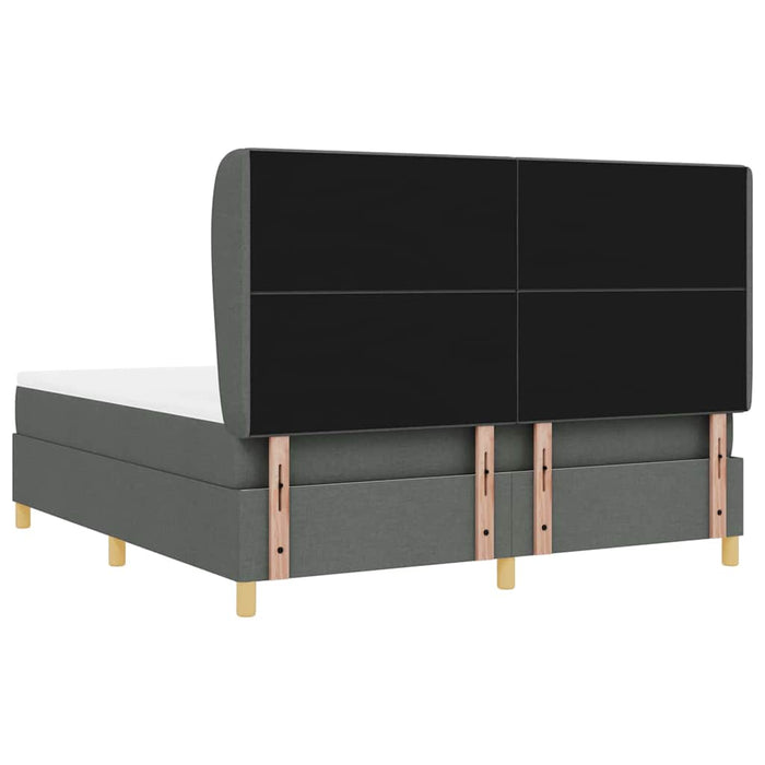 Pat cu arcuri cu headboard Gri închis 200 x 180 cm țesătură WALTI