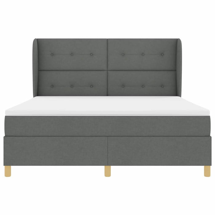 Pat cu arcuri cu headboard Gri închis 200 x 180 cm țesătură WALTI