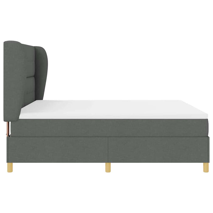 Pat cu arcuri cu headboard Gri închis 200 x 180 cm țesătură WALTI