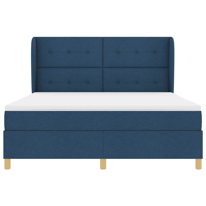 Pat cu arcuri cu headboard albastru 200 x 180 cm țesătură WALTI