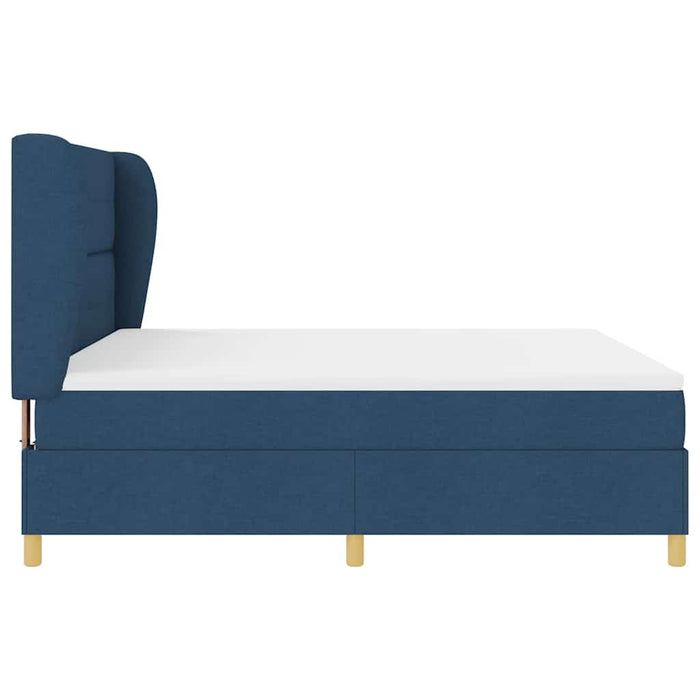 Pat cu arcuri cu headboard albastru 200 x 180 cm țesătură WALTI