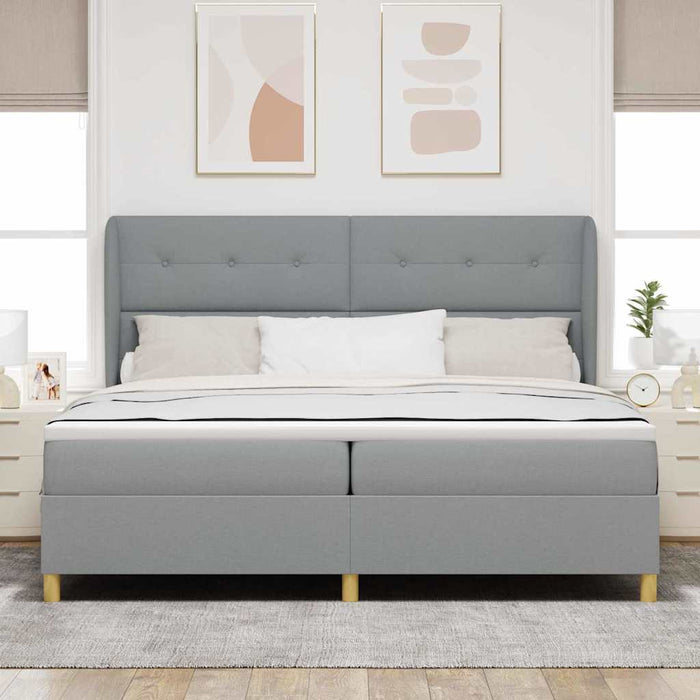 Pat cu arcuri cu headboard Gri deschis 200 x 200 cm țesătură - WALTI WALTI