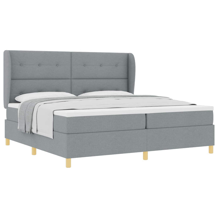 Pat cu arcuri cu headboard Gri deschis 200 x 200 cm țesătură - WALTI WALTI