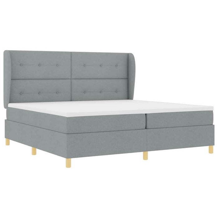 Pat cu arcuri cu headboard Gri deschis 200 x 200 cm țesătură - WALTI WALTI