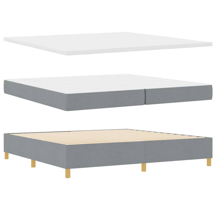 Pat cu arcuri cu headboard Gri deschis 200 x 200 cm țesătură - WALTI WALTI