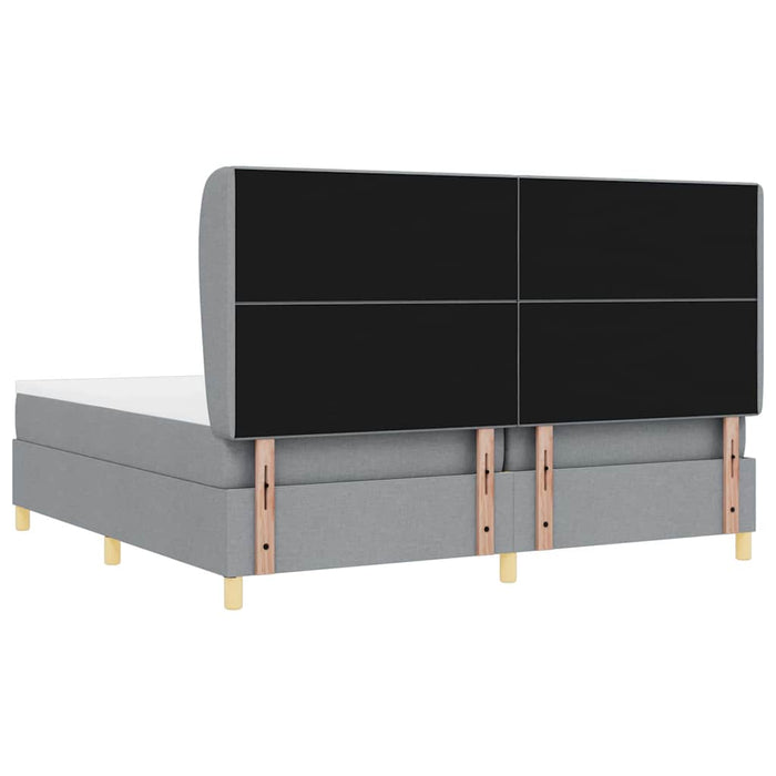 Pat cu arcuri cu headboard Gri deschis 200 x 200 cm țesătură - WALTI WALTI