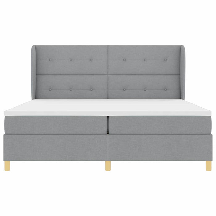 Pat cu arcuri cu headboard Gri deschis 200 x 200 cm țesătură - WALTI WALTI