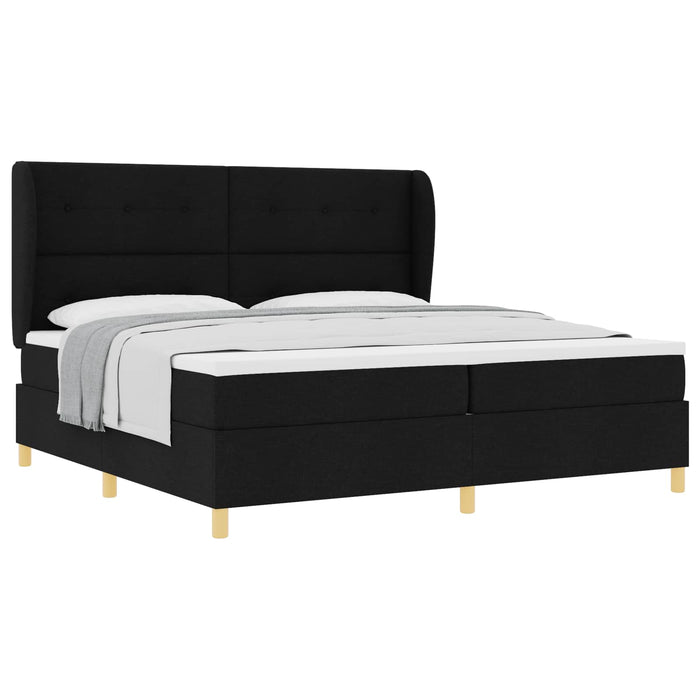 Pat cu arcuri cu headboard Manual Negru 200 x 200 cm țesătură WALTI