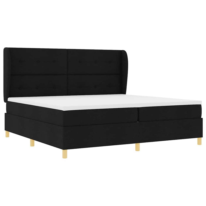 Pat cu arcuri cu headboard Manual Negru 200 x 200 cm țesătură WALTI