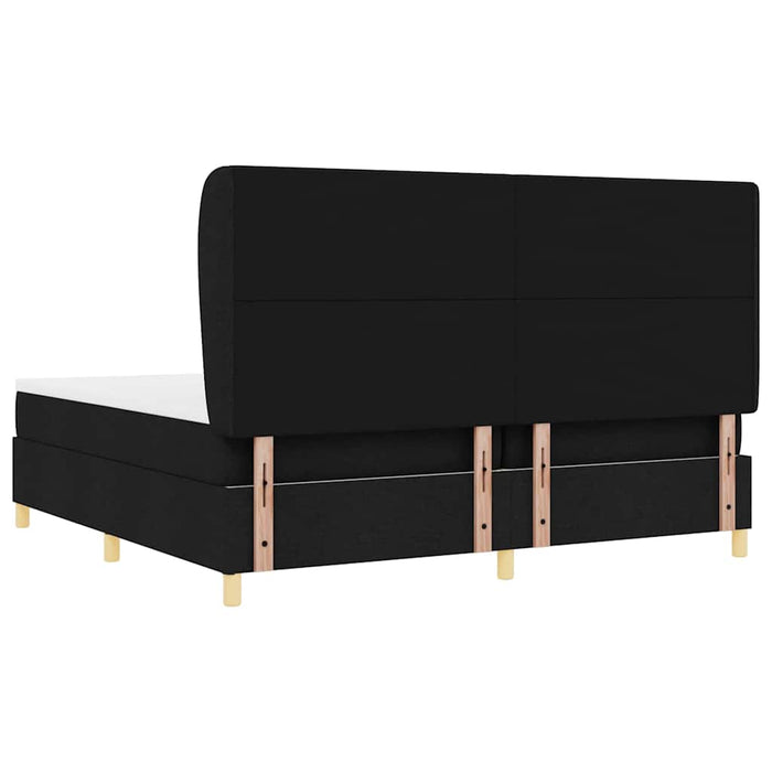 Pat cu arcuri cu headboard Manual Negru 200 x 200 cm țesătură WALTI