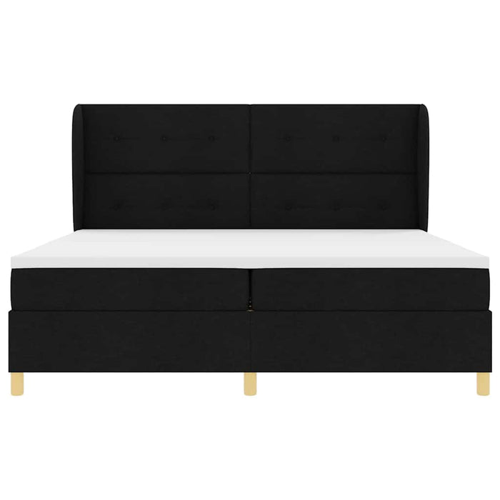Pat cu arcuri cu headboard Manual Negru 200 x 200 cm țesătură WALTI