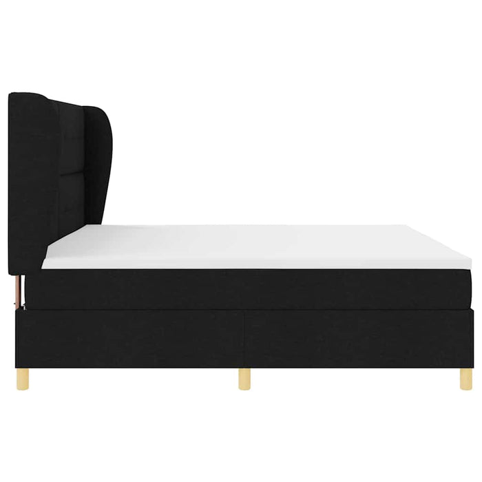 Pat cu arcuri cu headboard Manual Negru 200 x 200 cm țesătură WALTI