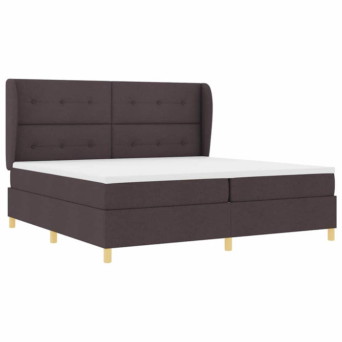 Pat cu arcuri cu headboard Maro închis 200 x 200 cm țesătură WALTI