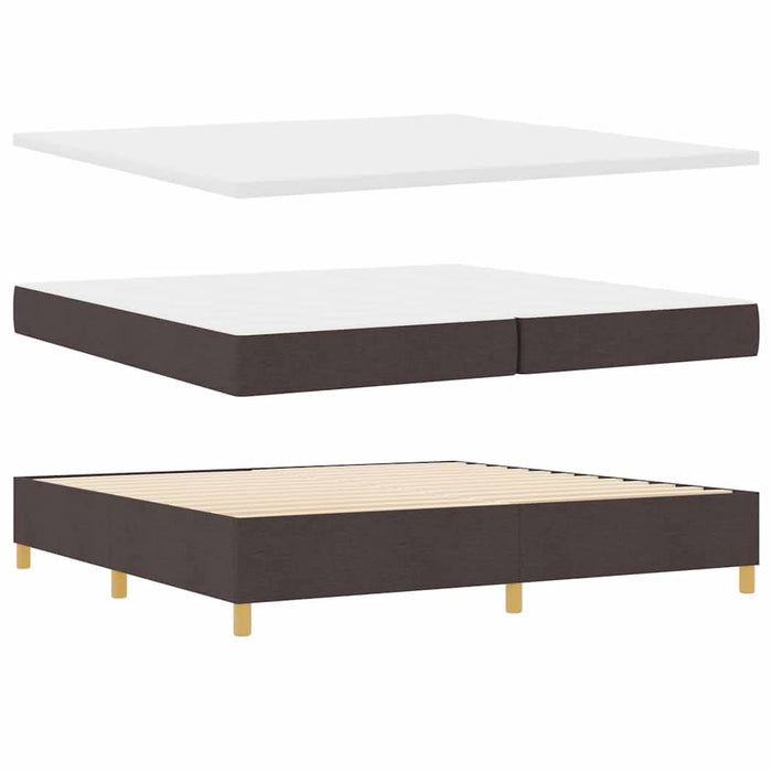 Pat cu arcuri cu headboard Maro închis 200 x 200 cm țesătură WALTI