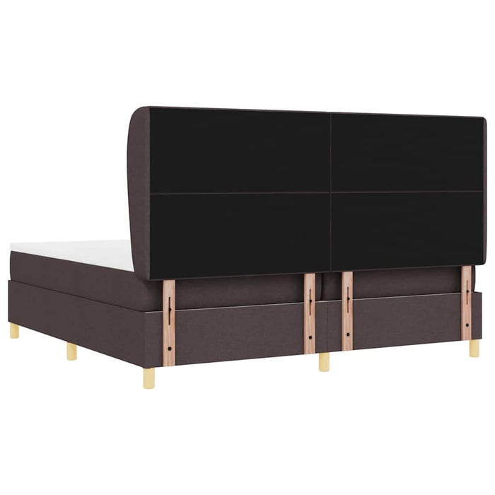 Pat cu arcuri cu headboard Maro închis 200 x 200 cm țesătură WALTI