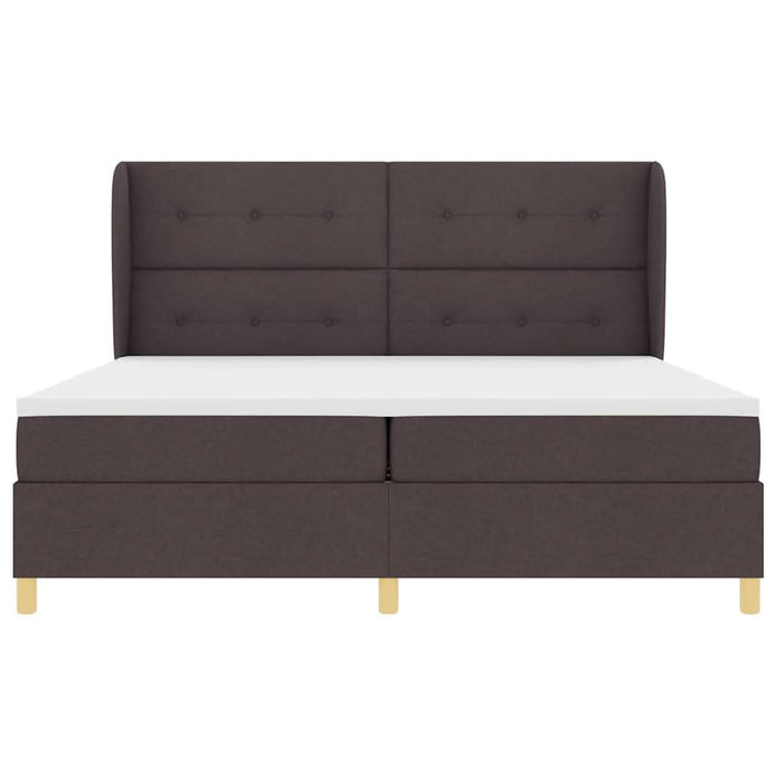 Pat cu arcuri cu headboard Maro închis 200 x 200 cm țesătură WALTI