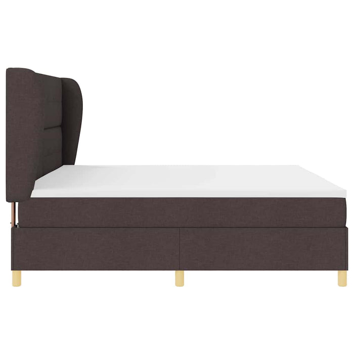 Pat cu arcuri cu headboard Maro închis 200 x 200 cm țesătură WALTI