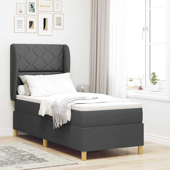 Pat cu arcuri cu headboard Gri închis 200 x 80 cm țesătură WALTI