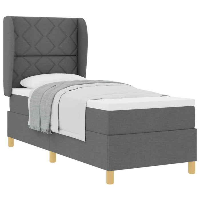 Pat cu arcuri cu headboard Gri închis 200 x 80 cm țesătură WALTI