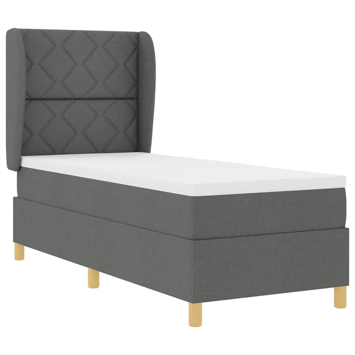 Pat cu arcuri cu headboard Gri închis 200 x 80 cm țesătură WALTI