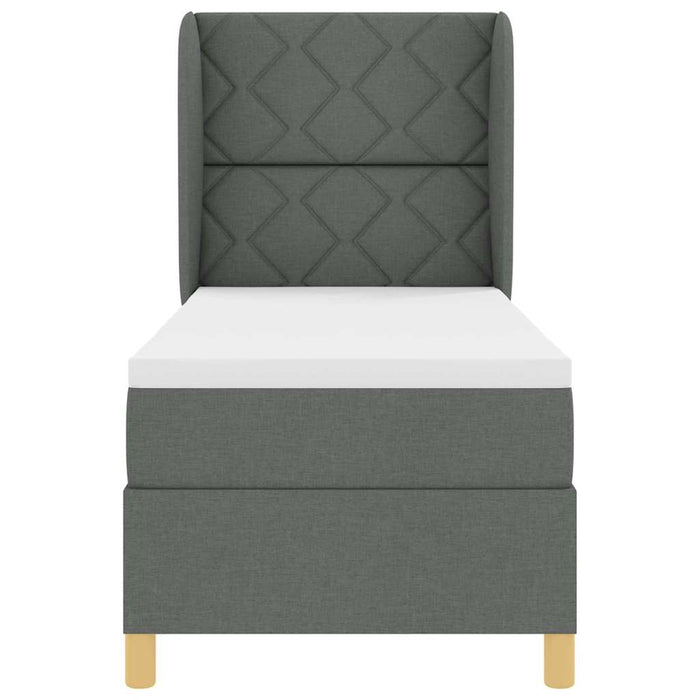 Pat cu arcuri cu headboard Gri închis 200 x 80 cm țesătură WALTI