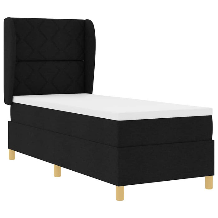 Pat cu arcuri cu headboard Manual Negru 200 x 80 cm țesătură - WALTI WALTI