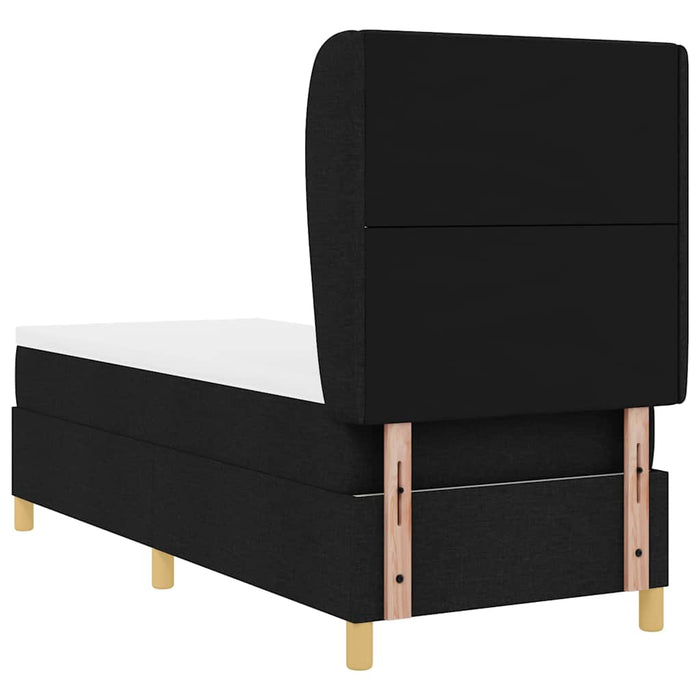 Pat cu arcuri cu headboard Manual Negru 200 x 80 cm țesătură - WALTI WALTI