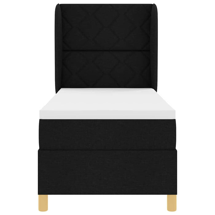 Pat cu arcuri cu headboard Manual Negru 200 x 80 cm țesătură - WALTI WALTI