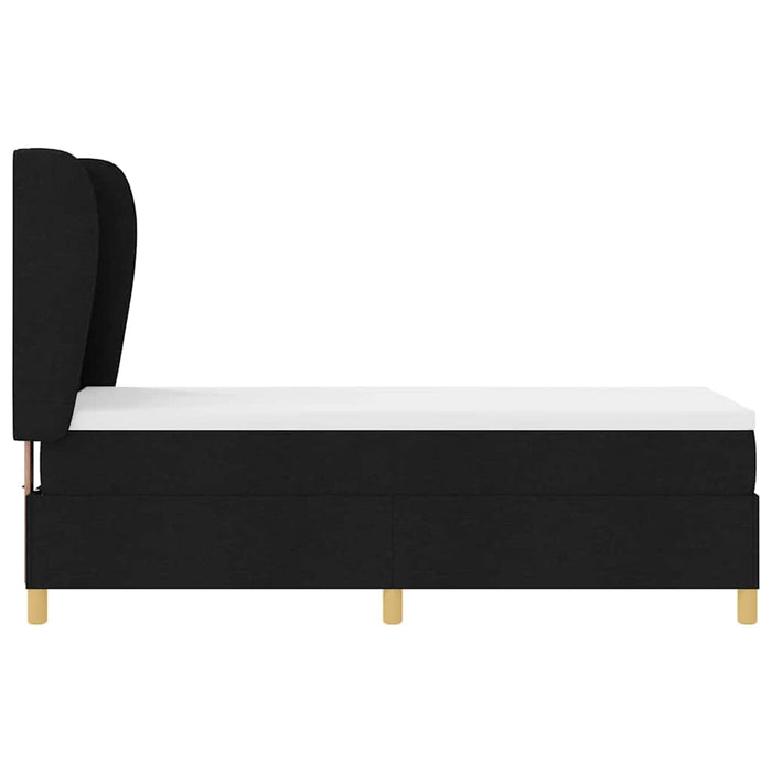Pat cu arcuri cu headboard Manual Negru 200 x 80 cm țesătură - WALTI WALTI