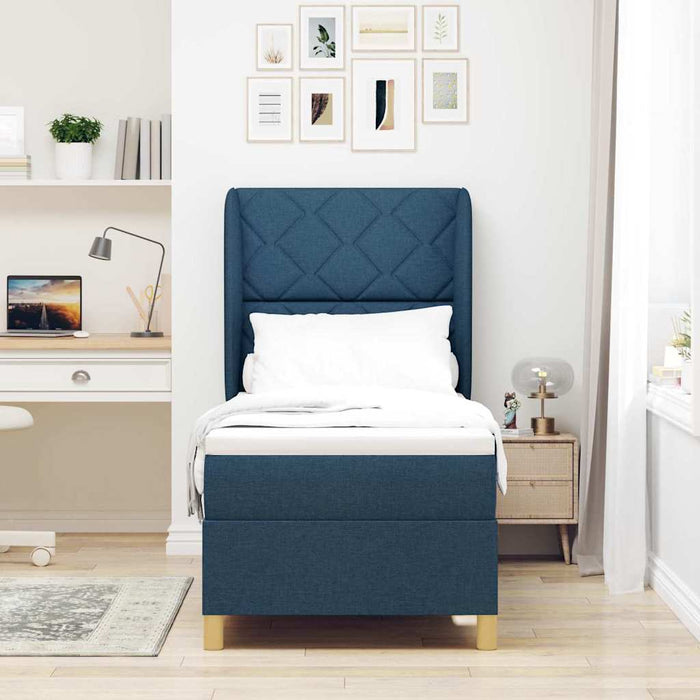 Pat cu arcuri cu headboard Manual albastru 200 x 80 cm țesătură - WALTI WALTI