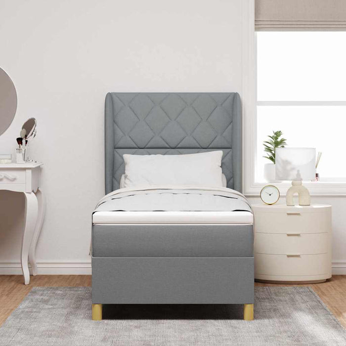 Pat cu arcuri cu headboard Gri deschis 190 x 90 cm țesătură WALTI