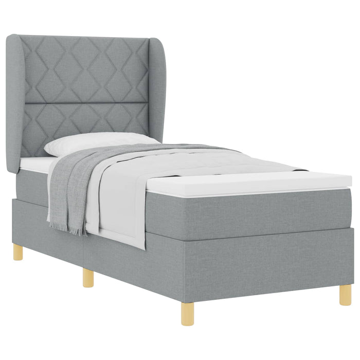 Pat cu arcuri cu headboard Gri deschis 190 x 90 cm țesătură WALTI