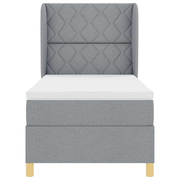 Pat cu arcuri cu headboard Gri deschis 190 x 90 cm țesătură WALTI