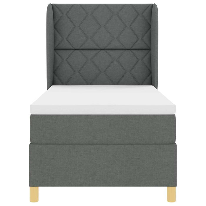 Pat cu arcuri cu headboard Gri închis 190 x 90 cm țesătură WALTI