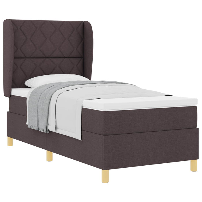 Pat cu arcuri cu headboard Maro închis 190 x 90 cm țesătură WALTI
