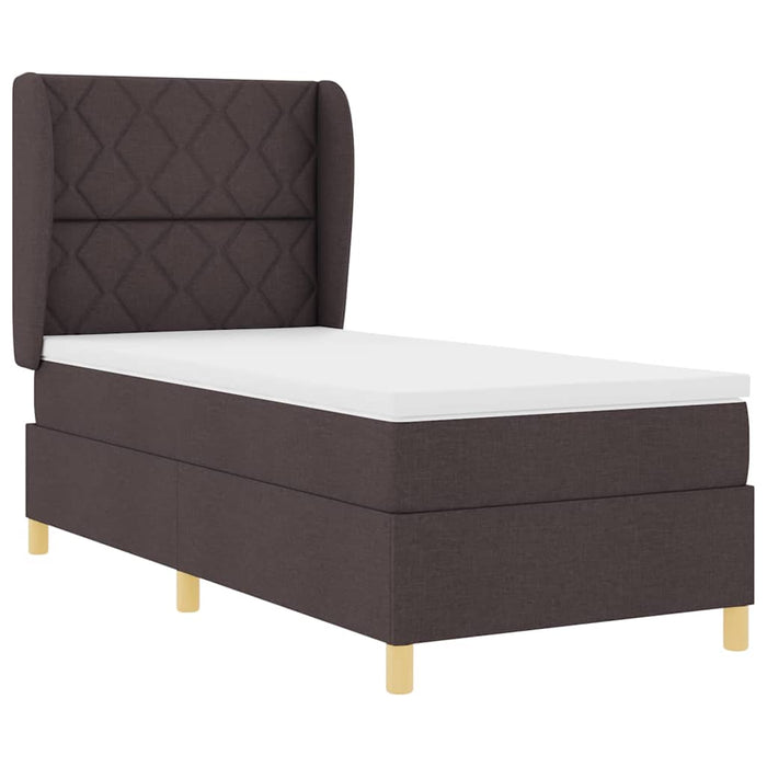 Pat cu arcuri cu headboard Maro închis 190 x 90 cm țesătură WALTI