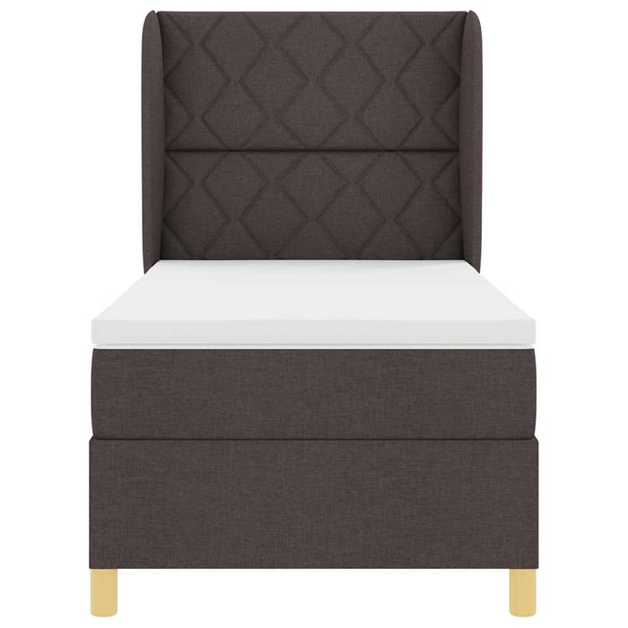 Pat cu arcuri cu headboard Maro închis 190 x 90 cm țesătură WALTI
