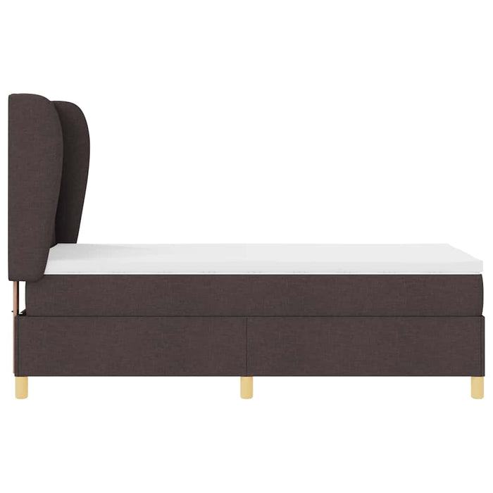 Pat cu arcuri cu headboard Maro închis 190 x 90 cm țesătură WALTI
