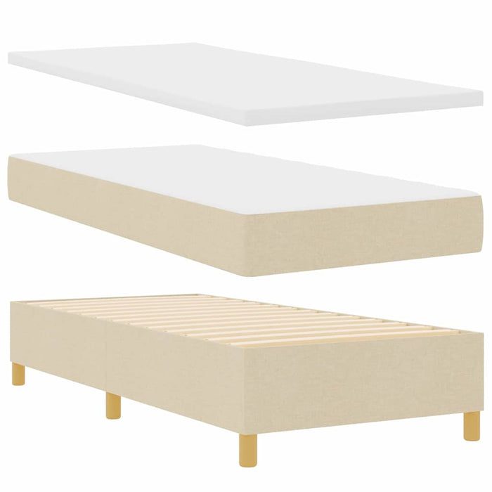 Pat cu arcuri cu headboard Manual Crem 190 x 90 cm țesătură WALTI